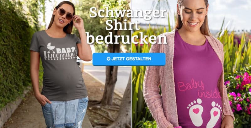 Lustige Schwangerschaft TShirts bedrucken mit Text, Motiv oder Foto
